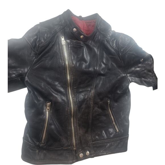 Vintage Harro Biker Jacket Women Small Men XS Youth XL Motorcycle Leather Cafe - Picture 10 of 16